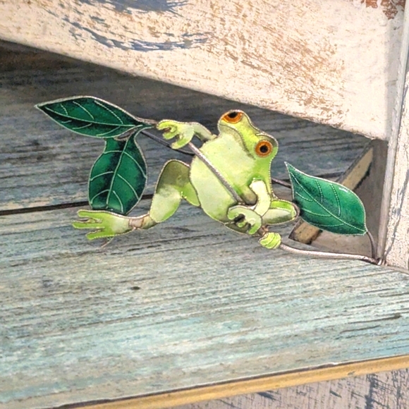 Vintage Sterling Silver Enamel Frog Brooch – 925 Marked, "Zarah"? - Picture 7 of 7